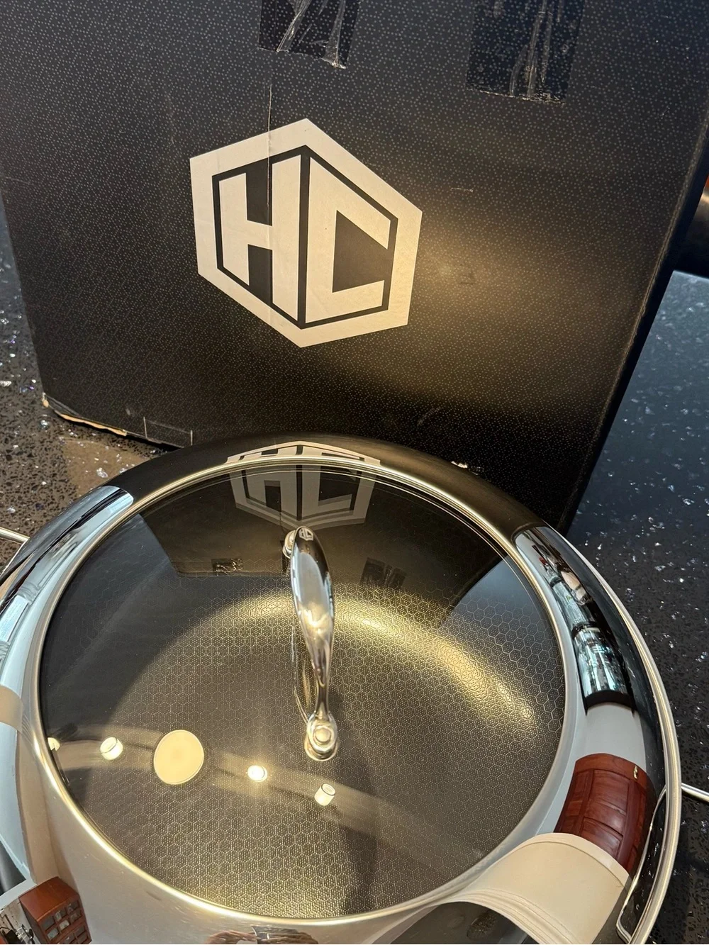 HexClad Stainless Steel Nonstick Wok with Lid - Silver